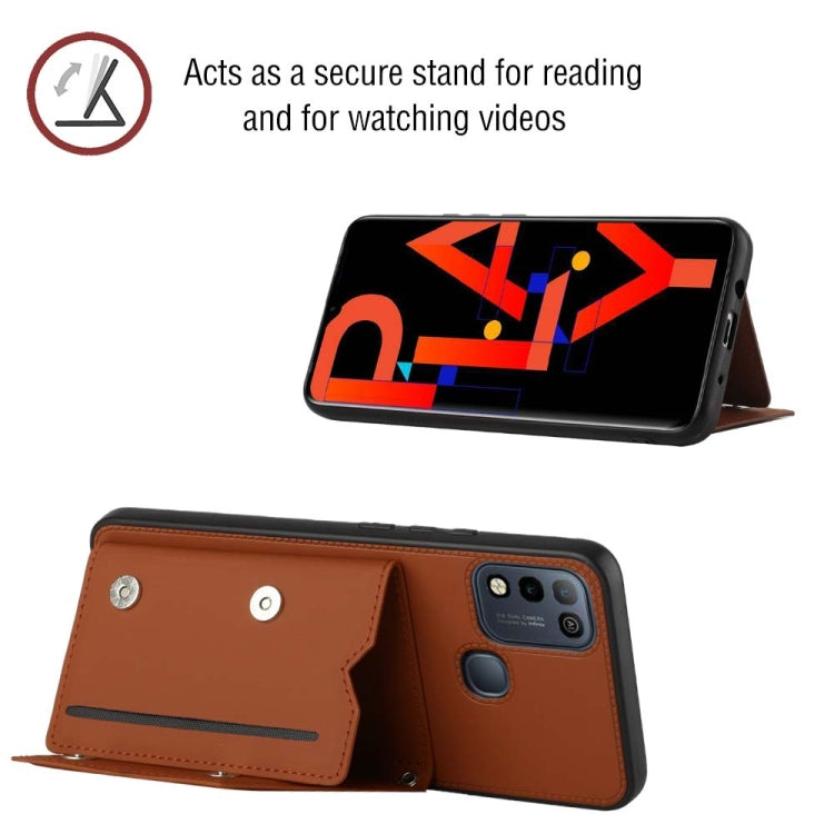 Para Infinix Hot 10 Play / 11 Play Skin Feel Feel PU + TPU + PC Telephone (Brown)