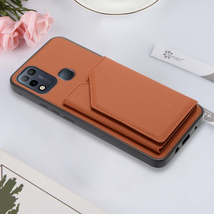 Para Infinix Hot 10 Play / 11 Play Skin Feel Feel PU + TPU + PC Telephone (Brown)
