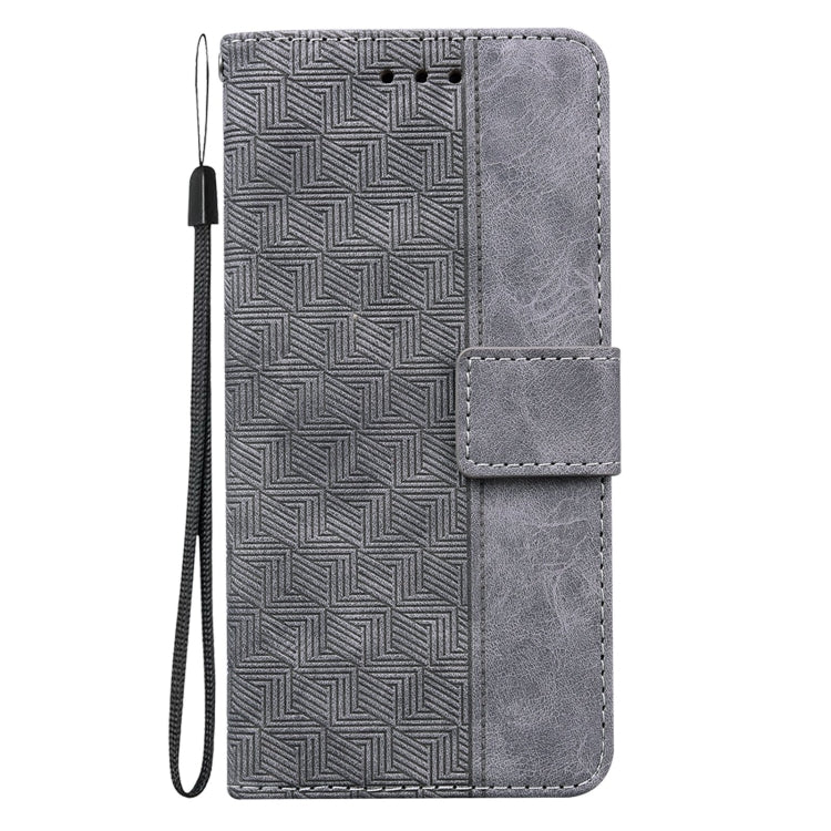 Estuche de Cuero para OnePlus 10R Ace Geometric en Relieve (Gris)