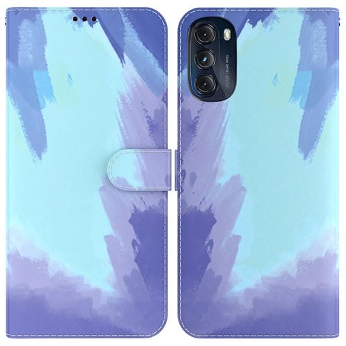 Funda de Cuero para Motorola Moto G 2022 con Patrón de Acuarela (Nieve de Invierno)