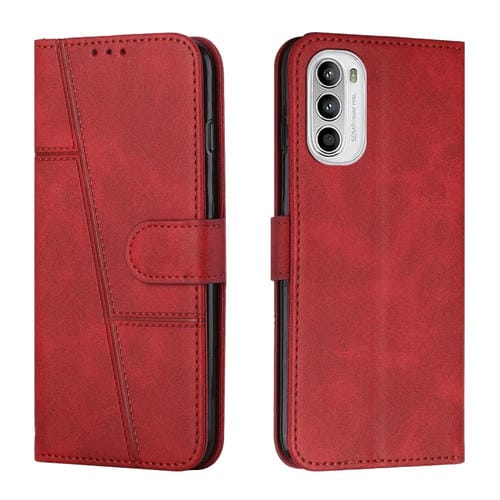 Funda para Motorola Moto G52 Costa de Terneros Caja de Teléfono de Cuero con Hebilla (Rojo)