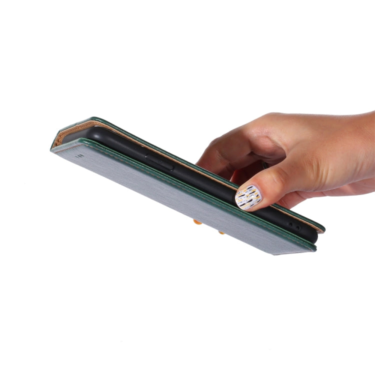Para Sony Xperia Ace III Oil Gloom Color sólido Flip Flip Cuero Caja (verde)
