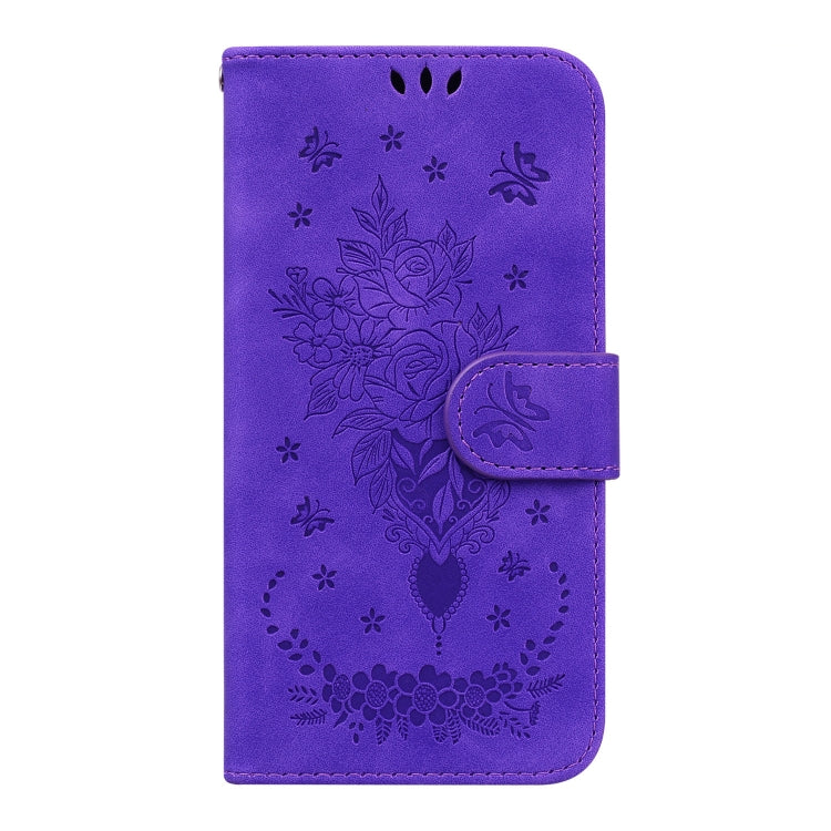 Para Sony Xperia 5 III Butterfly Rose Rossed Leather Case (púrpura)