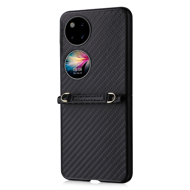 Para la textura de fibra de carbono de bolsillo Huawei P50 PU + TPU TPU Case (negro)