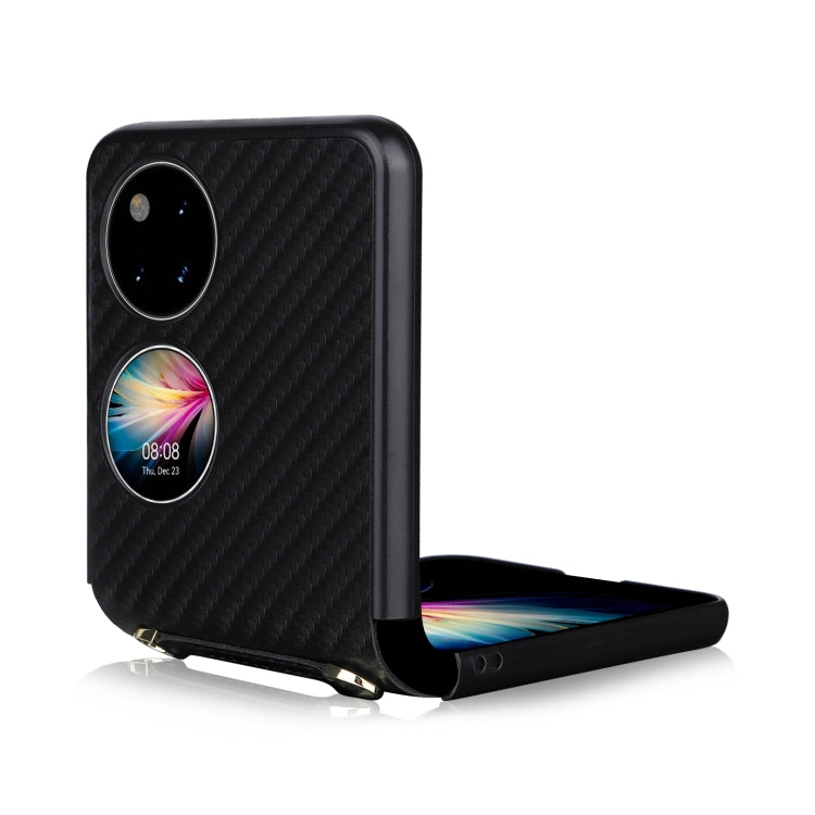 Para la textura de fibra de carbono de bolsillo Huawei P50 PU + TPU TPU Case (negro)