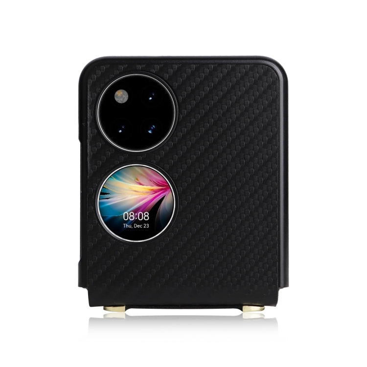 Para la textura de fibra de carbono de bolsillo Huawei P50 PU + TPU TPU Case (negro)