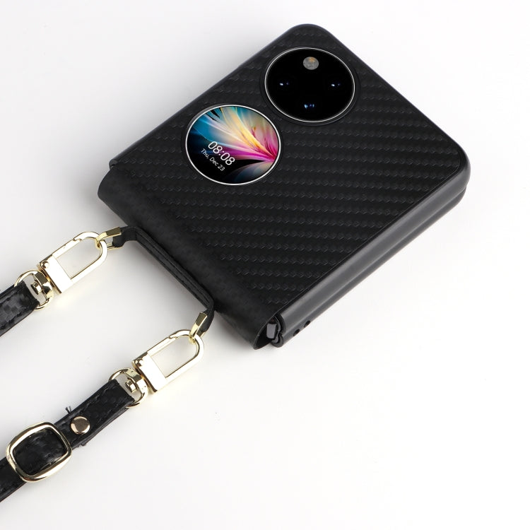 Para la textura de fibra de carbono de bolsillo Huawei P50 PU + TPU TPU Case (negro)