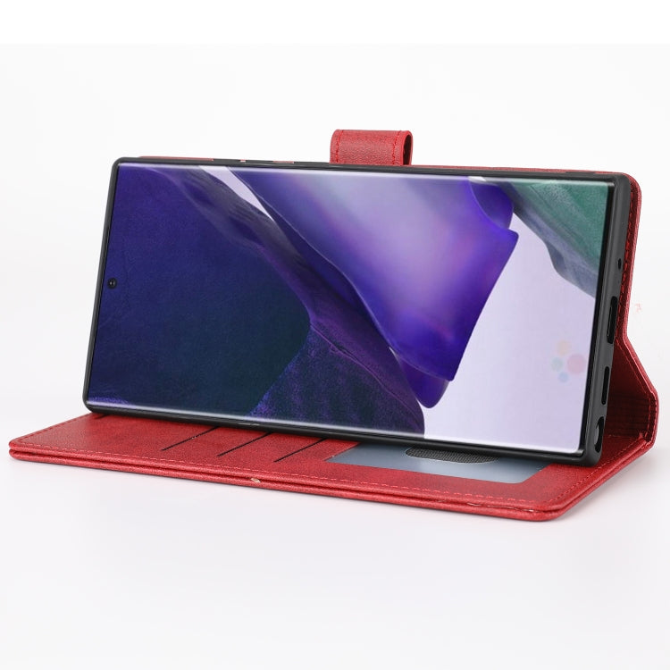 Para Samsung Galaxy Note20 Case de teléfono de cuero Flip de billetera ultra clásica (rojo)