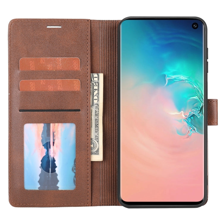 Para Samsung Galaxy S10e Classic Wallet Flip Leather Case (marrón)