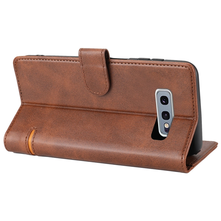 Para Samsung Galaxy S10e Classic Wallet Flip Leather Case (marrón)