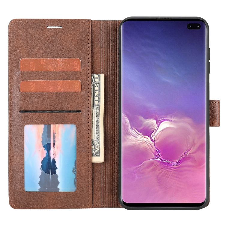 Para Samsung Galaxy S10+ Classic Wallet Flip Leather Case (marrón)
