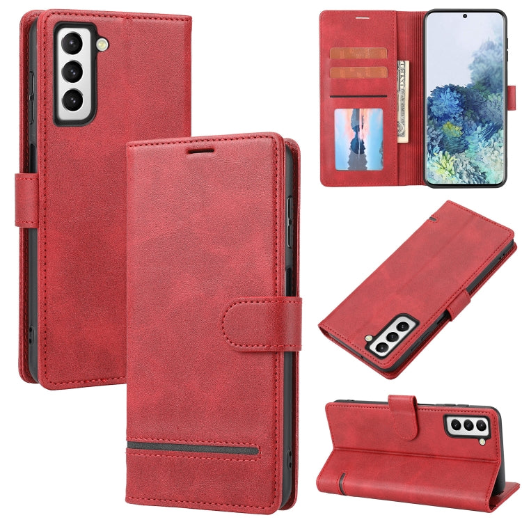 Para Samsung Galaxy S21 5G Classic Wallet Flip Leather Case (rojo)