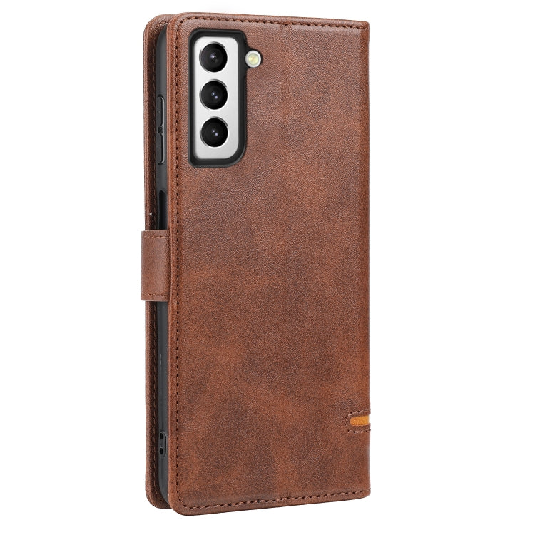 Para Samsung Galaxy S21 FE 5G Classic Wallet Flip Leather Case (marrón)
