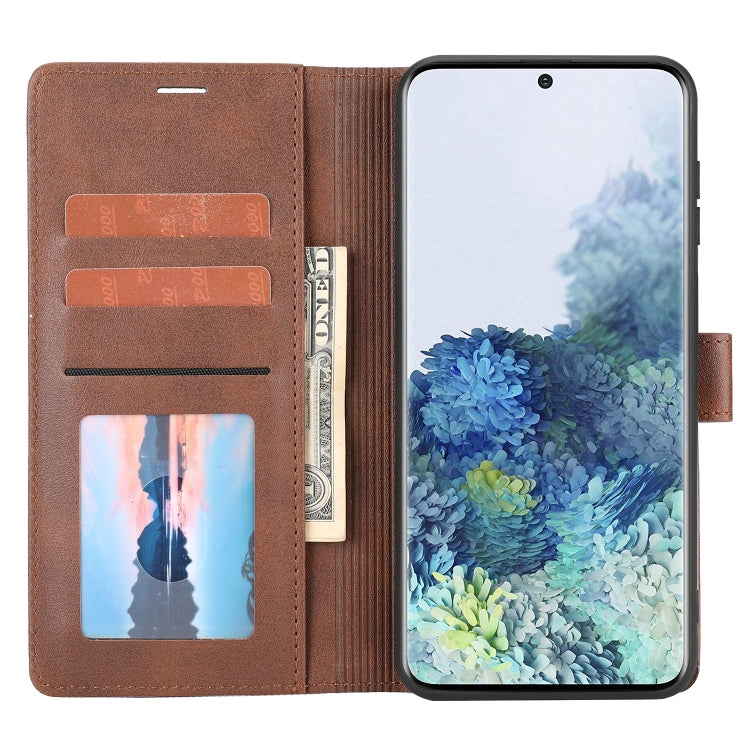 Para Samsung Galaxy S21 FE 5G Classic Wallet Flip Leather Case (marrón)
