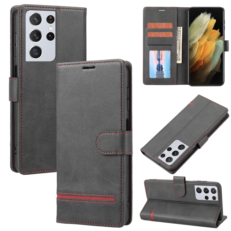 Para Samsung Galaxy S21 Ultra 5G Classic Wallet Flip Leather Case (negro)