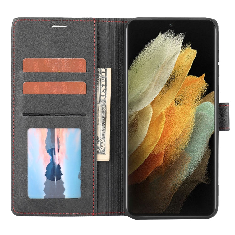 Para Samsung Galaxy S21 Ultra 5G Classic Wallet Flip Leather Case (negro)