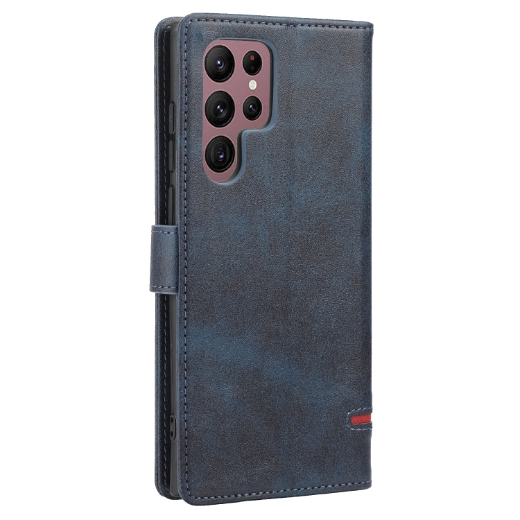 Para Samsung Galaxy S22 Ultra 5G Classic Wallet Flip Leather Case (azul)