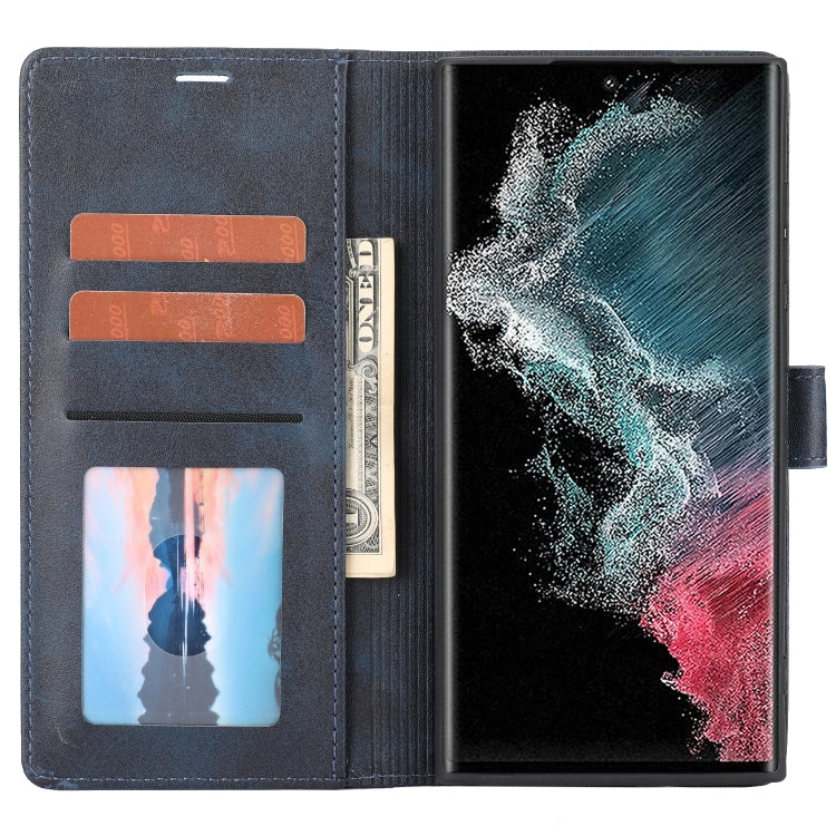 Para Samsung Galaxy S22 Ultra 5G Classic Wallet Flip Leather Case (azul)