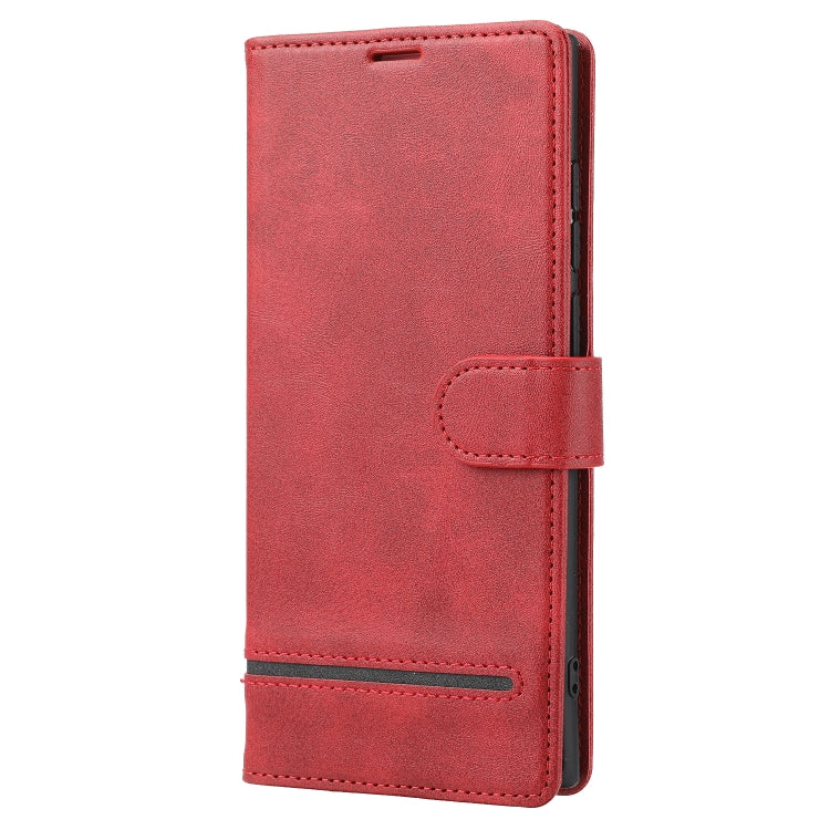 Para Samsung Galaxy S22 Ultra 5G Classic Wallet Flip Leather Case (rojo)