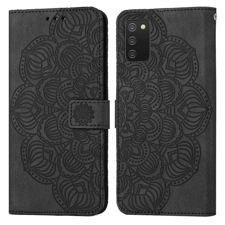 Para Samsung Galaxy A02S 166 mm Mandala Flip Flip Leather Case (negro)