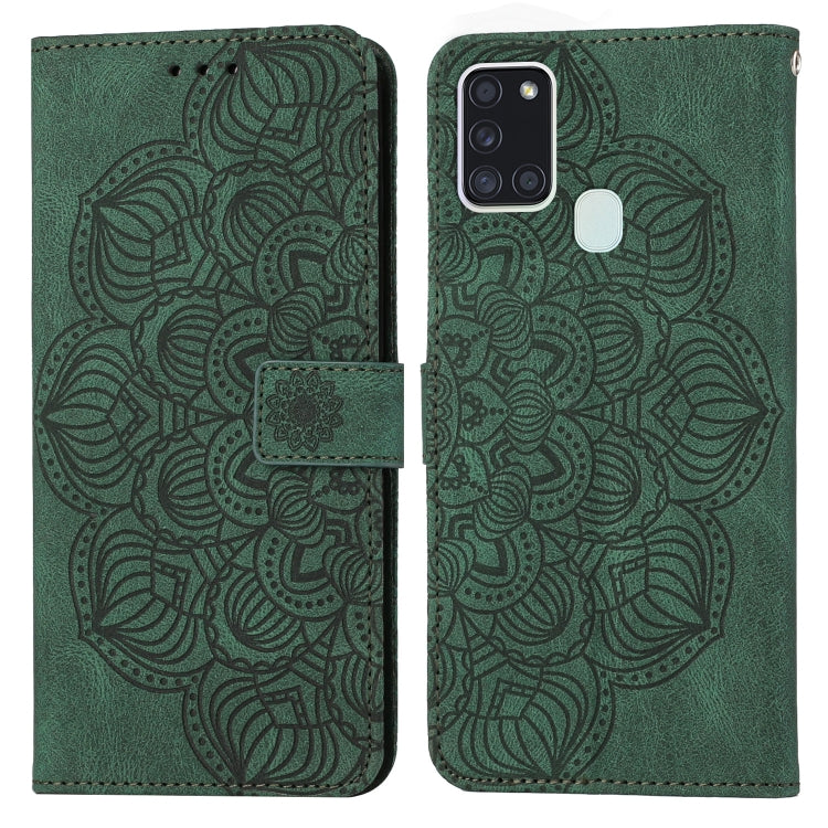Para Samsung Galaxy A21S Mandala Flip Flip Leather Case (verde)