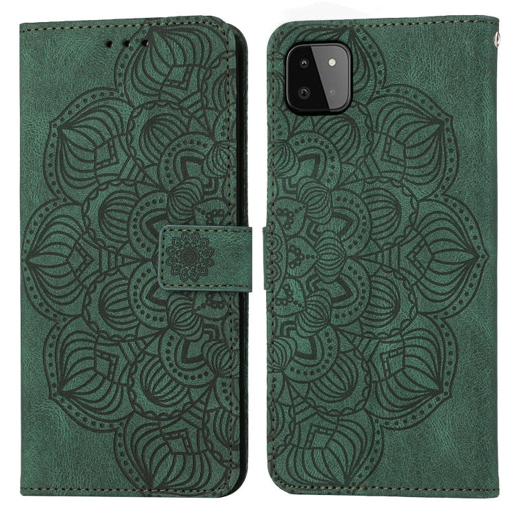 Para Samsung Galaxy A22 5G Mandala Flip Flip Leather Case (verde)