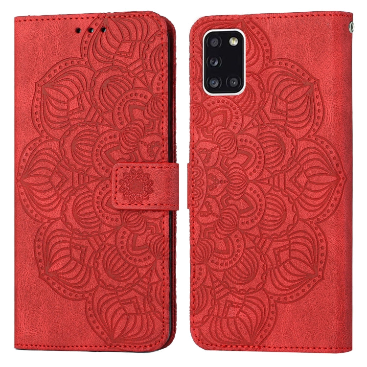 Para Samsung Galaxy A31 Mandala Flip Flip Leather Case (rojo)