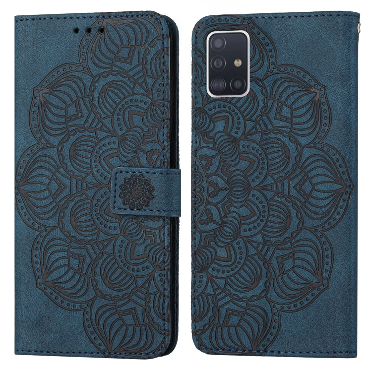 Para Samsung Galaxy A51 4G Mandala Flip Flip Leather Case (azul)