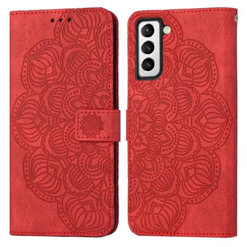 Para Samsung Galaxy S22 5G Mandala Flip Flip Leather Case (rojo)