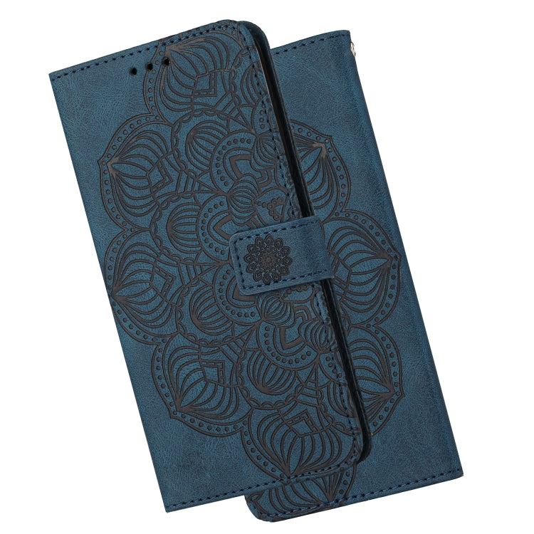 Para Samsung Galaxy S22+ 5G Mandala Flip Flip Leather Case (azul)
