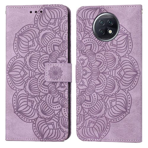 Para Xiaomi Redmi Note 9t Mandala Flip Flip Leather Case (púrpura)