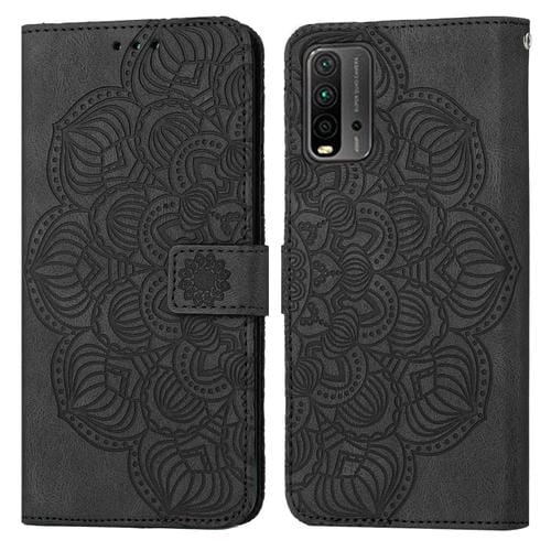 Para Xiaomi Poco M3 Mandala Flip Flip Leather Case (negro)