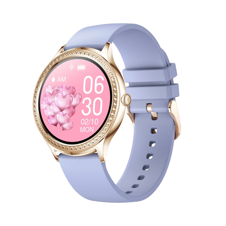 Ak35 1.32 Pulgadas Ips Color Smart Watch, Admite Monitoreo del Sueño/Monitoreo de Oxígeno En Sangre (Banda de Reloj de Silicona Morada Dorada)