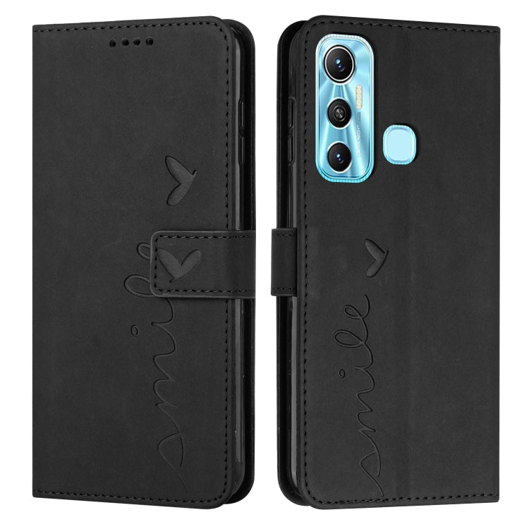 Funda para Infinix Hot 11 Skin SenTFle Corazón Patrón de Cuero (Negro)