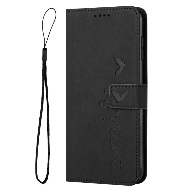 Estuche de Cuero para Infinix Nota 11 con Patrón de Corazón (Negro)