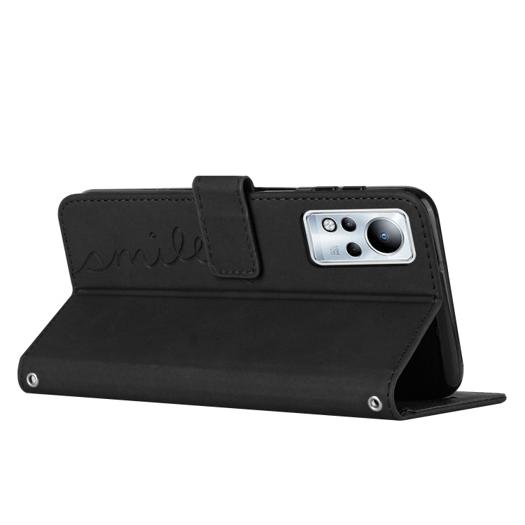Estuche de Cuero para Infinix Nota 11 con Patrón de Corazón (Negro)