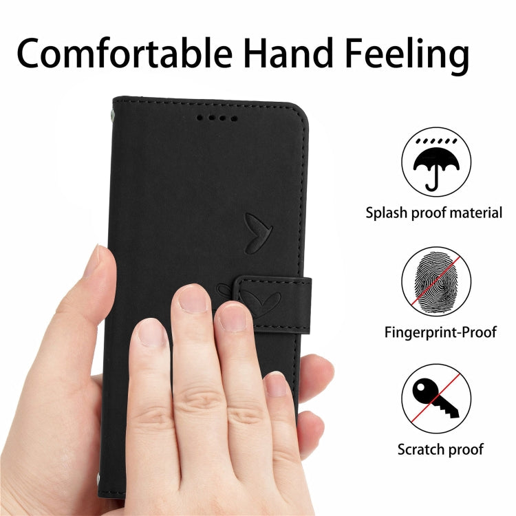 Estuche de Cuero para Infinix Nota 11 con Patrón de Corazón (Negro)