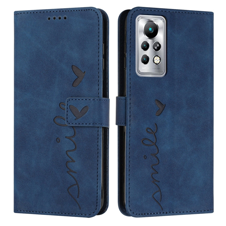 Estuche de Cuero para Infinix Nota 11 con Patrón de Corazón Skin (Azul)