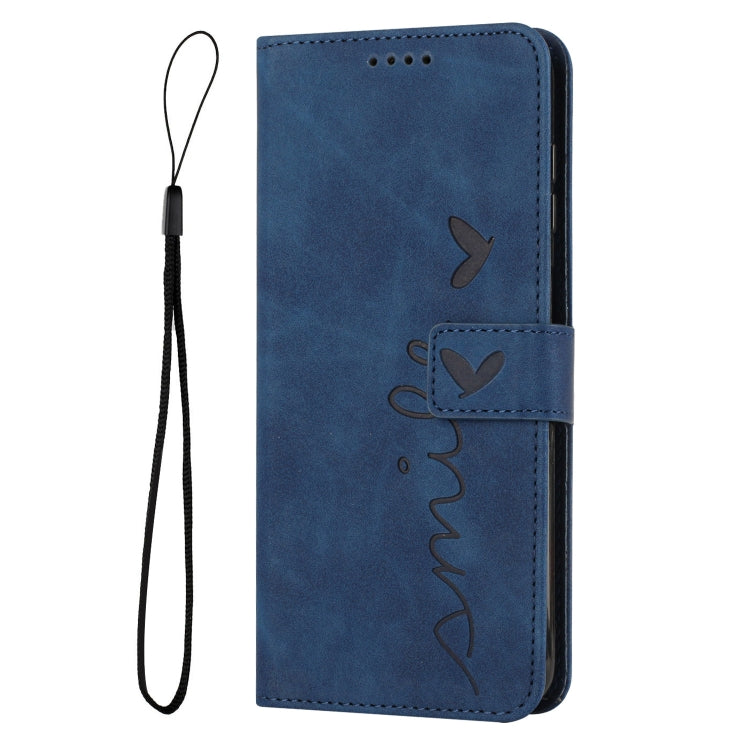 Estuche de Cuero para Infinix Nota 11 con Patrón de Corazón Skin (Azul)