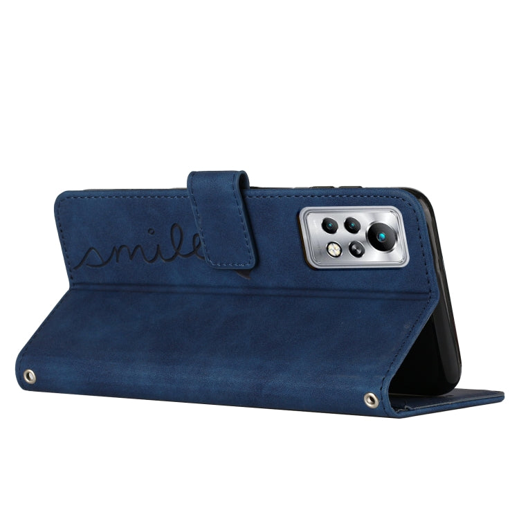 Estuche de Cuero para Infinix Nota 11 con Patrón de Corazón Skin (Azul)