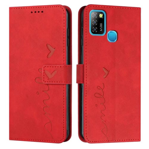 Funda de Cuero para Infinix Smart 5 y Hot 10 Lite con Patrón Cardíaco (Rojo)