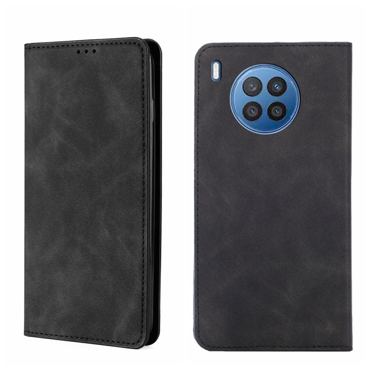 Funda Huawei Nova 8I Skin Feel Tapa Horizontal Magnética de Cuero (Negro)