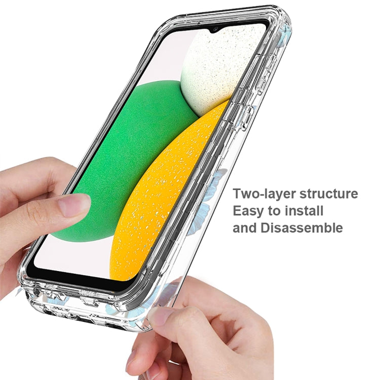 Para Samsung Galaxy A03 Core PC + TPU Estuche para teléfono pintado transparente (mariposas azules)