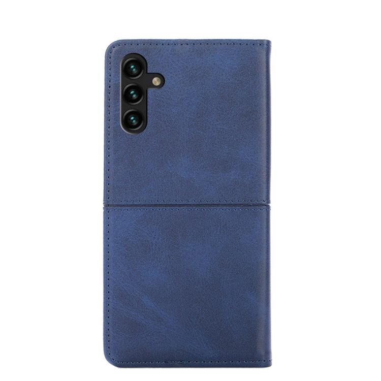 Para Samsung Galaxy A13 5G Textura de vaca Magnetic Horizontal Flip Cuero Caja (azul)