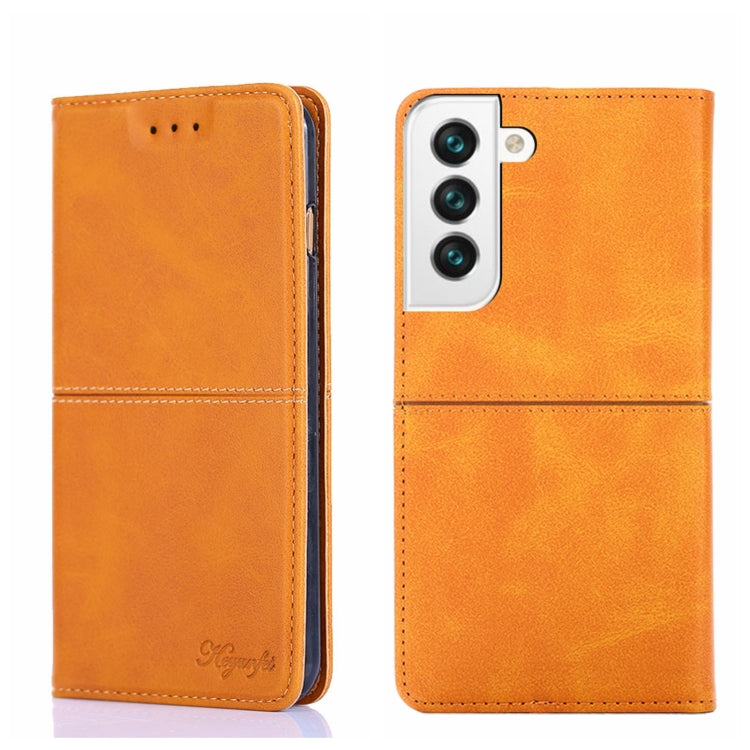 Para Samsung Galaxy S21 Textura de vacas Magnetic Horizontal Flip Cuero Caja de teléfono (marrón claro)