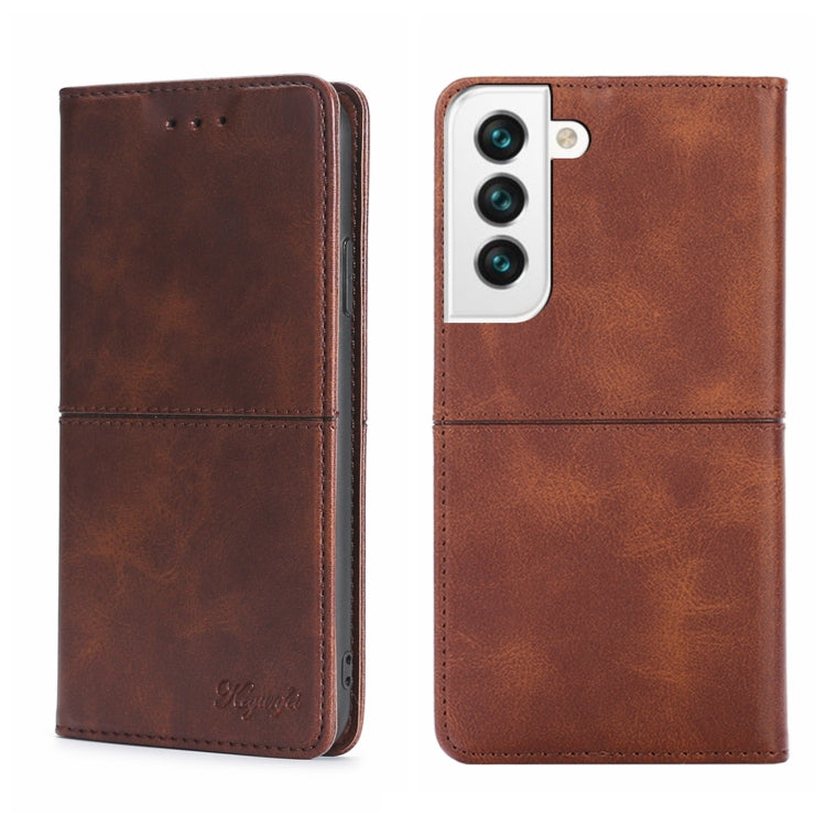 Para Samsung Galaxy S21 Textura de vacas Magnetic Horizontal Flip Leather Caja de teléfono (marrón oscuro)