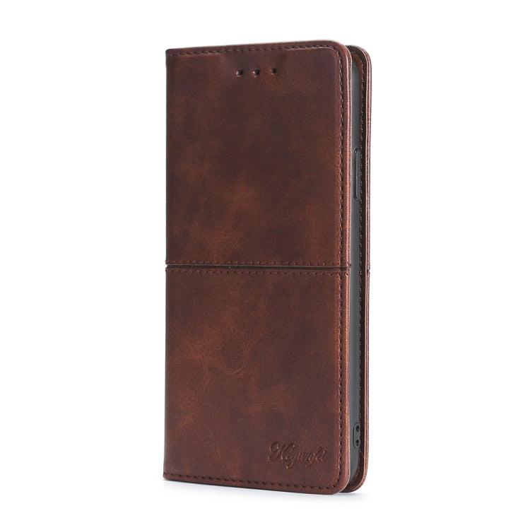Para Samsung Galaxy S21 Textura de vacas Magnetic Horizontal Flip Leather Caja de teléfono (marrón oscuro)
