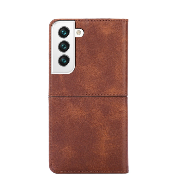 Para Samsung Galaxy S21 Textura de vacas Magnetic Horizontal Flip Leather Caja de teléfono (marrón oscuro)