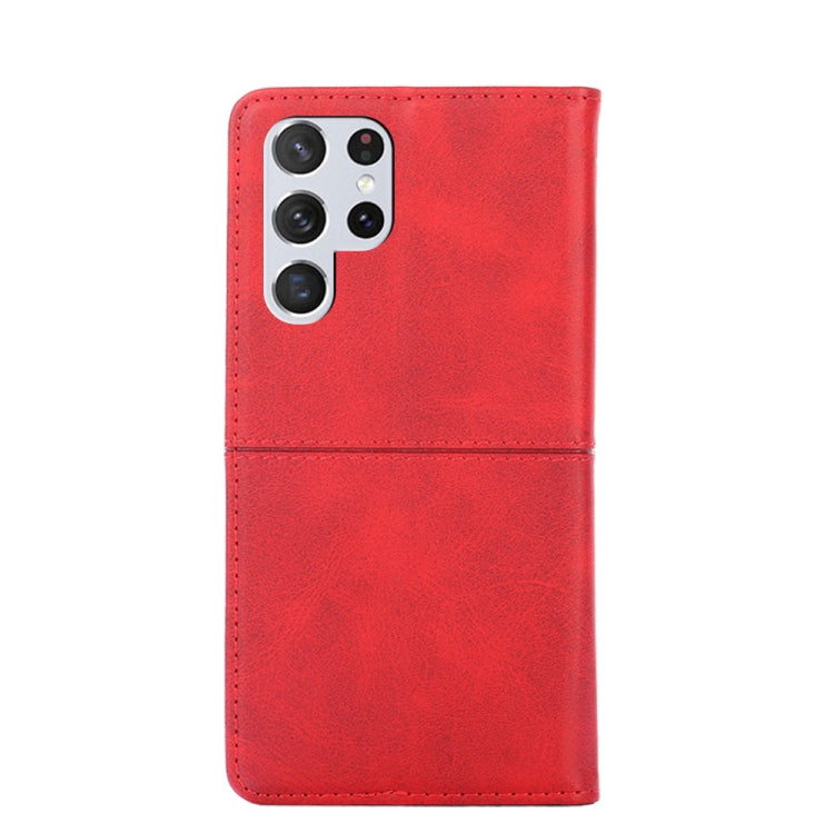 Para Samsung Galaxy S21 Ultra Cow Texture Magnetic Horizontal Flip Cuero Case (rojo)