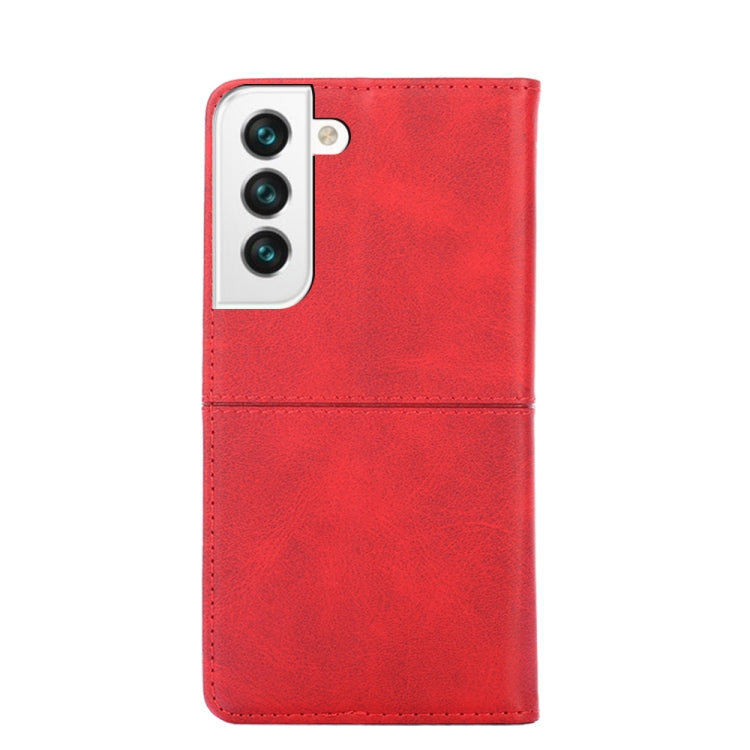 Para Samsung Galaxy S22 Textura de vaca Magnetic Horizontal Flip Leather Case (rojo)